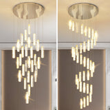 Modern Crystal Drop Pendant Light For Stairway - Multiple Rectangles