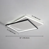 Led Geometric Double Square Ceiling Lamp With Acrylic Shade - Sleek Flush Mount Lighting