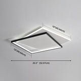 Led Geometric Double Square Ceiling Lamp With Acrylic Shade - Sleek Flush Mount Lighting