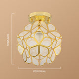 Antique Gold Colonial Style Petal Polyhedron Ceiling Light Flush-Mount Lamp