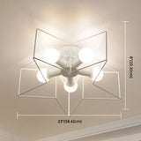 Industrial Style Ceiling Light: 5-Bulb Flush Mount Fixture With Iron Frame Lampshade - Dining Room