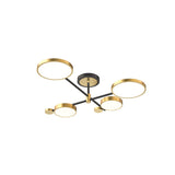 Contemporary Metal Circle Chandelier Light Fixtures For Living Room 4 / Gold Remote Control Stepless