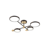 Contemporary Metal Circle Chandelier Light Fixtures For Living Room 4 / Black Remote Control