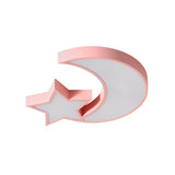 Kids Bedroom Led Ceiling Lamp - Metal Acrylic Flush Mount Light With Star & Moon Design