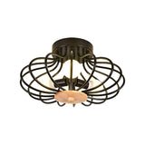 Industrial Style Metal Ceiling Light Fixture - Fan Shaped Semi-Flush Mount With 3/5 Heads