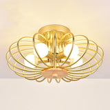Industrial Style Metal Ceiling Light Fixture - Fan Shaped Semi-Flush Mount With 3/5 Heads