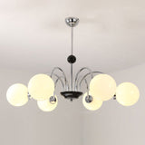 Modern White Glass Globe Chandelier For Bedroom Lighting 8 / Silver