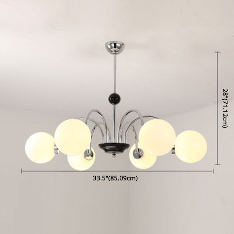 Modern White Glass Globe Chandelier For Bedroom Lighting