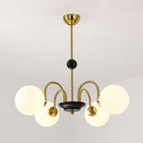 Modern White Glass Globe Chandelier For Bedroom Lighting 4 / Gold