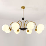 Modern White Glass Globe Chandelier For Bedroom Lighting 8 / Gold