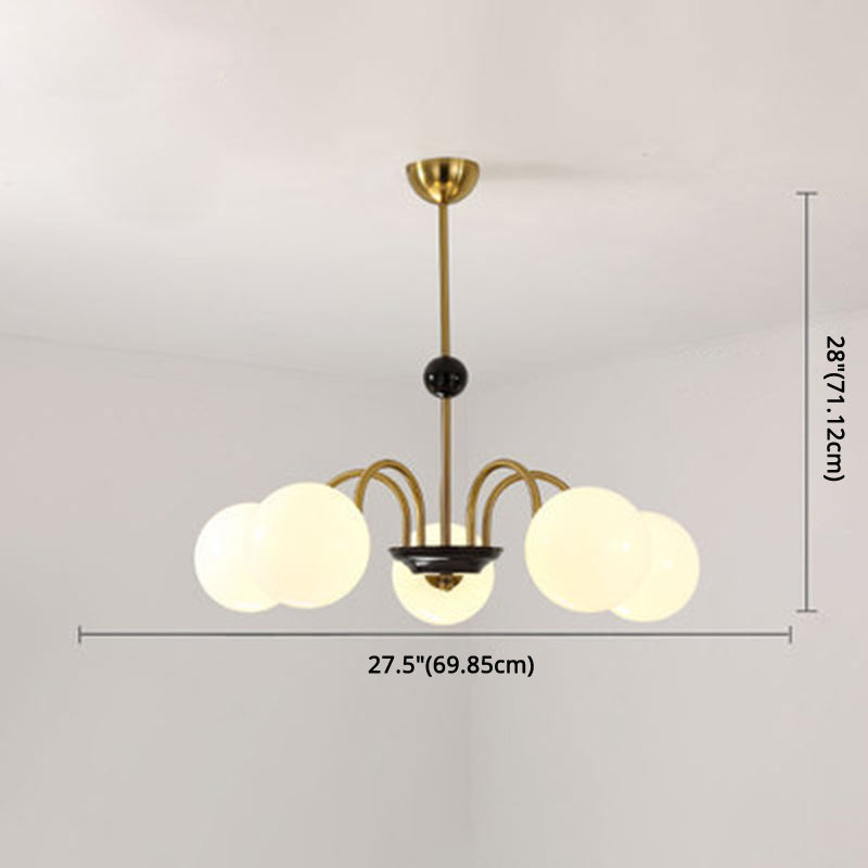 Modern White Glass Globe Chandelier For Bedroom Lighting