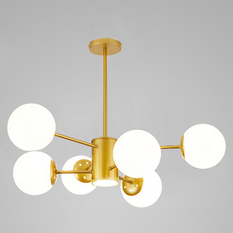 Contemporary Glass Chandelier Light For Living Room Ceiling 6 / Gold With Spot