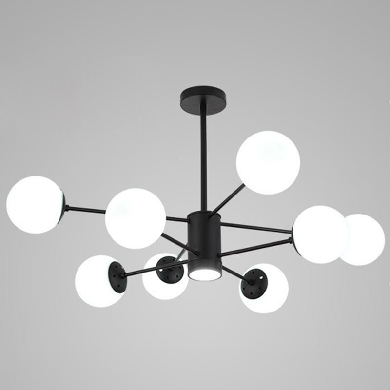 Contemporary Glass Chandelier Light For Living Room Ceiling 8 / Black With Spot