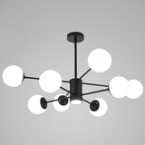 Contemporary Glass Chandelier Light For Living Room Ceiling 8 / Black With Spot