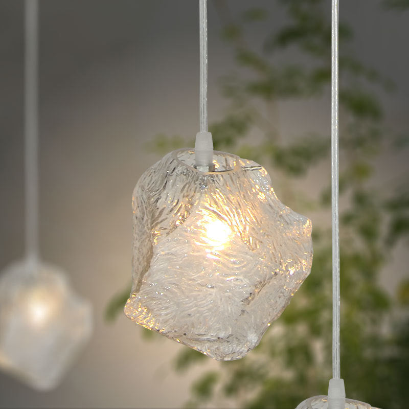 Minimalist Glass Pendant Lamp - Ice Hanging Ceiling Light For Dining Room Clear