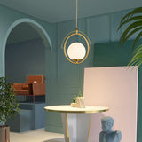 Postmodern Brass Pendant Light With Globe Shade - One Head