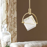 Contemporary Gold Hanging Lamp Kit With Clear Glass Cubic Pendant - Perfect Ceiling Light For