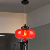 Modern Onion Pendant Light In Gray/Red/Yellow Glass For Restaurant Ceiling Fixture Red