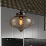 Modern Onion Pendant Light In Gray/Red/Yellow Glass For Restaurant Ceiling Fixture Grey