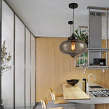 Modern Onion Pendant Light In Gray/Red/Yellow Glass For Restaurant Ceiling Fixture