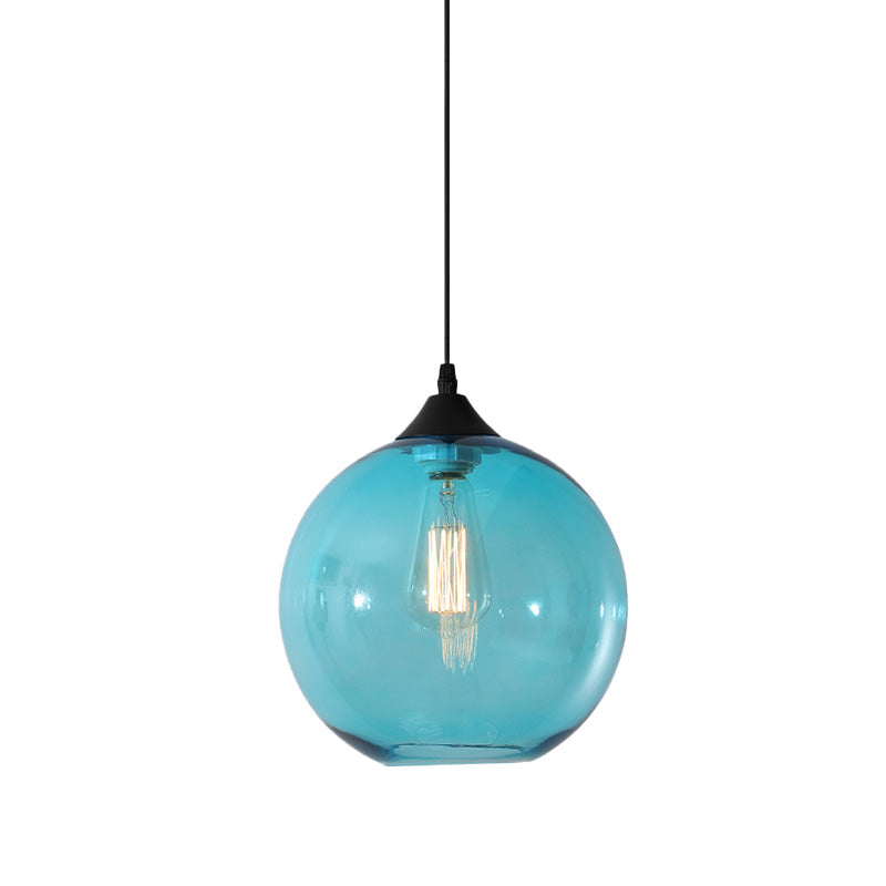 Macaron Glass Pendant Ceiling Light - Clear/Coffee/Red Dining Room Hanging Lamp Kit