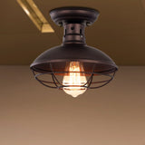 Barn Shade Kitchen Semi Mount Light With Antique Bronze Finish