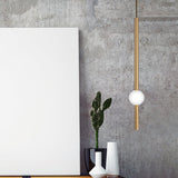 Gold And White Glass Flute Pendant Light- Single Head Stairway Fixture