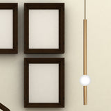 Gold And White Glass Flute Pendant Light- Single Head Stairway Fixture