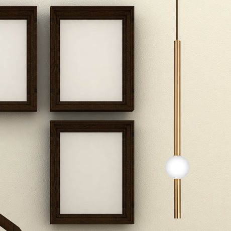 Gold And White Glass Flute Pendant Light- Single Head Stairway Fixture