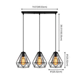 Industrial Diamond Cage Pendant Light Set - 3 Lights Ideal For Restaurants