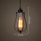 Retro Industrial Metal Cage Pendant Light Fixture For Restaurants - 1-Light Ceiling Hanging Lamp
