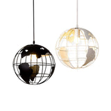 Industrial Metallic Pendant Light - Cage Globe Ceiling For Coffee Shop