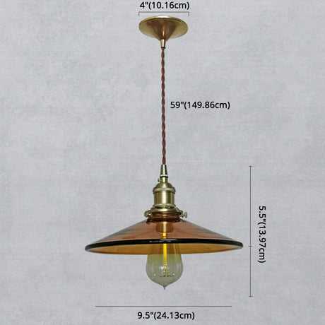 Retro Glass Shade Pendant Light With Brown Finish - Ideal For Living Room