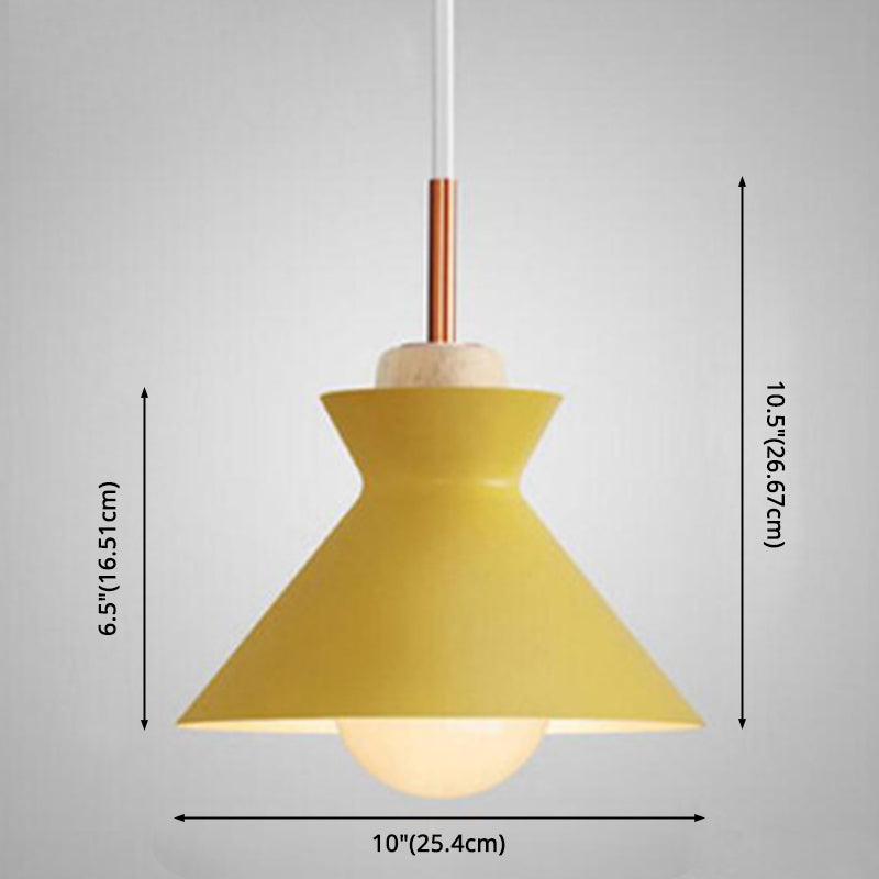 Nordic Style 1-Light Pendant Lamp With Wooden Top For Modern Restaurants