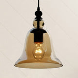 Modern Amber/Clear Glass Bell Pendant Lamp- Dining Room Hanging Light Fixture