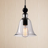 Modern Amber/Clear Glass Bell Pendant Lamp- Dining Room Hanging Light Fixture