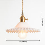 Vintage Industrial Scalloped Glass Shade Ceiling Light Pendant For Living Room