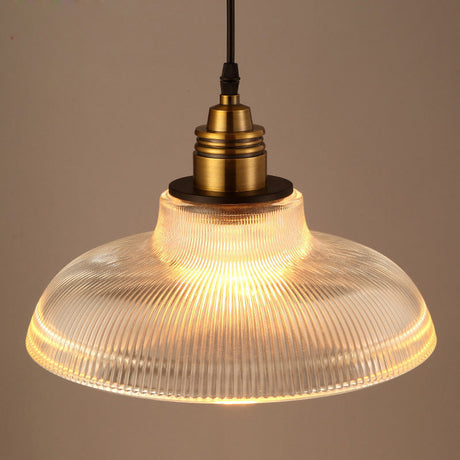 Industrial Retro Prismatic Glass Dome Pendant Light For Living Room
