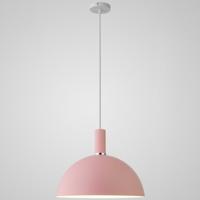 Nordic Style Metal Hemispherical Pendant Lamp - | Restaurant Ceiling Light 1 Pink / 12