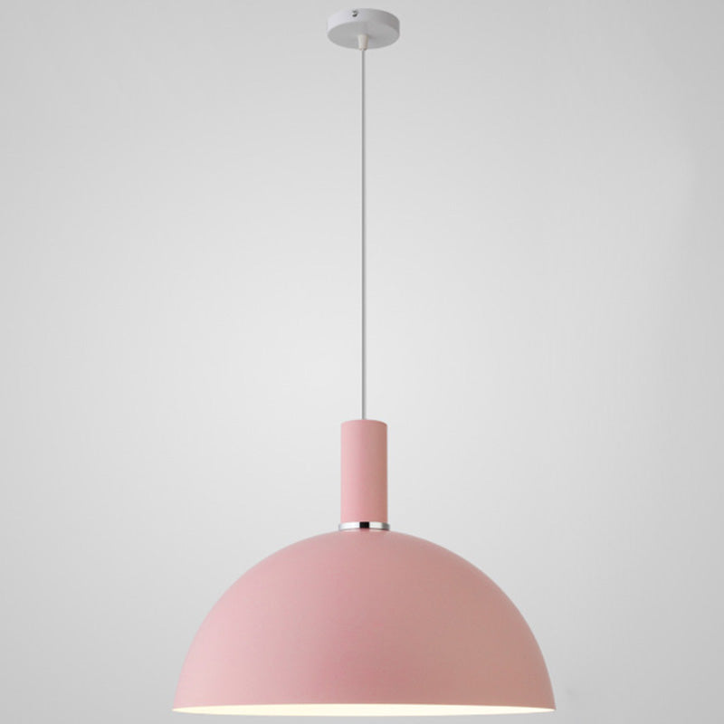 Nordic Style Metal Hemispherical Pendant Lamp - | Restaurant Ceiling Light 1 Pink / 16
