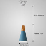 Nordic Style Metal Hanging Ceiling Pendant Lamp With Wooden Top - 1 Light Restaurant Lighting