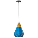 Diamond Dining Room Pendant Modern Metal Ceiling Light With 1 Hanging Blue / 9