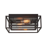 Vintage Style Black Flush Mount Ceiling Light With Clear Glass Shade