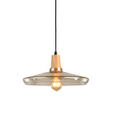 Modern Pendant Lamp With Amber Glass Shade - Barn/Disc/Trifle Hanging Light Kit 5.5/7.5/13 Wide