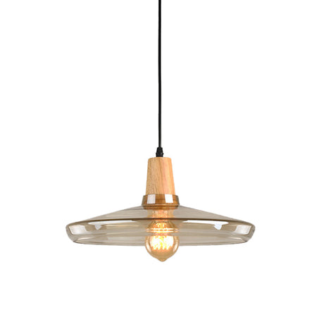Modern Pendant Lamp With Amber Glass Shade - Barn/Disc/Trifle Hanging Light Kit 5.5/7.5/13 Wide