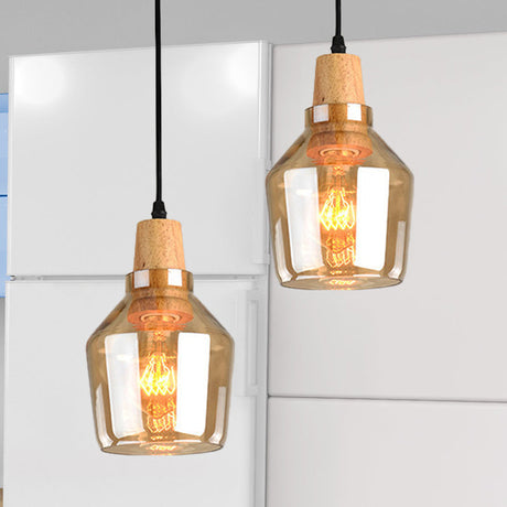 Modern Pendant Lamp With Amber Glass Shade - Barn/Disc/Trifle Hanging Light Kit 5.5/7.5/13 Wide