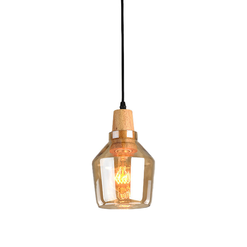 Modern Pendant Lamp With Amber Glass Shade - Barn/Disc/Trifle Hanging Light Kit 5.5/7.5/13 Wide