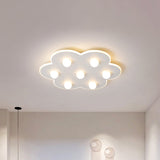 Modern Metal Led Flush Ceiling Light For Kids - Flower/Round/Square Design 8 Lights 16.5/19.5 Inch