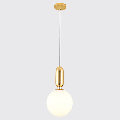 Mid-Century Opal Frosted Glass Globe Pendant Light Elegant 1-Light Hanging Lamp Gold / 10