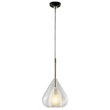 Modern Teardrop Pendant Lamp: Double Glass Living Room Lighting Clear